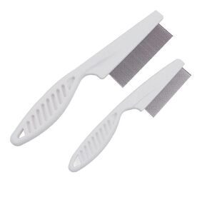 2Pcs White Long Handle Metal Hair Nit Comb Remove Head Nits Nit Comb For Pets Kids And Adults Lice Treatments (14cm, 18cm)，Lice Treatments，Lice Combs