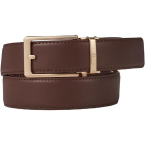 Ratchet Belts for Men, Leather Dress Belt, Adjustable Comfort Click Buckle