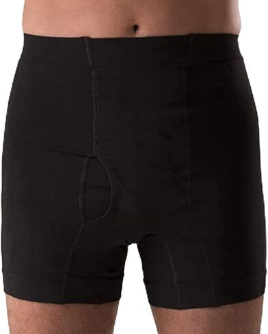 Regular Male Boxer Low for Medium Ostomy and Hernia Support (Black, L) | Seamless Ostomy & Hernia Briefs for Men | Comfortable Ostomy & Hernia Support Underwear | Colostomy Support Garment in Saudi Arabia
