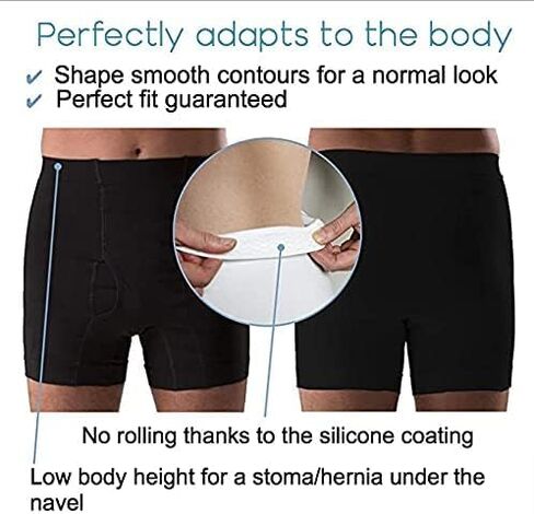 Regular Male Boxer Low for Medium Ostomy and Hernia Support (Black, L) | Seamless Ostomy & Hernia Briefs for Men | Comfortable Ostomy & Hernia Support Underwear | Colostomy Support Garment in Saudi Arabia