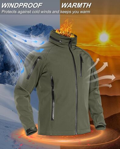 TACVASEN Men's Special Ops Military Jacket Water Resistant Windproof Tactical Winter Zip Up Rain Coat Hunting Outdoors in Saudi Arabia