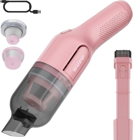 BUFF Cordless Handheld Vacuum, Rechargeable Car Vacuum Cleaner with Combo Crevice and Brush Tool Included, for Home, Office, Car, Pets - Black in Saudi Arabia
