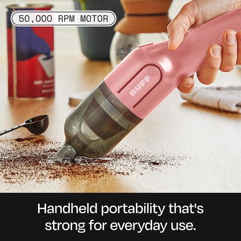 BUFF Cordless Handheld Vacuum, Rechargeable Car Vacuum Cleaner with Combo Crevice and Brush Tool Included, for Home, Office, Car, Pets - Black in Saudi Arabia