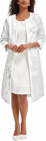 Women's Elegant 2 Piece Dress Church Suits with Exquisite Jacquard Embroidery Long Jacket for Wedding Party Evening Dress in Saudi Arabia