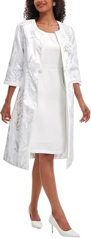 Women's Elegant 2 Piece Dress Church Suits with Exquisite Jacquard Embroidery Long Jacket for Wedding Party Evening Dress in Saudi Arabia