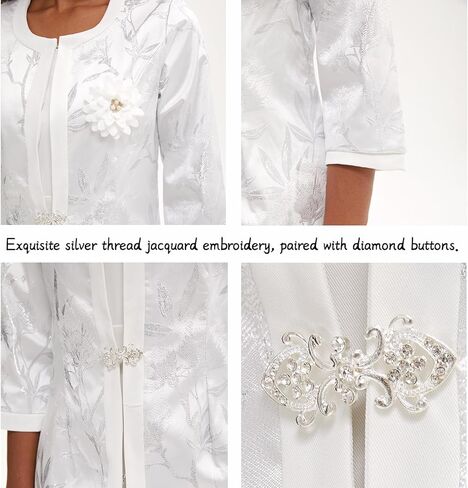 Women's Elegant 2 Piece Dress Church Suits with Exquisite Jacquard Embroidery Long Jacket for Wedding Party Evening Dress in Saudi Arabia
