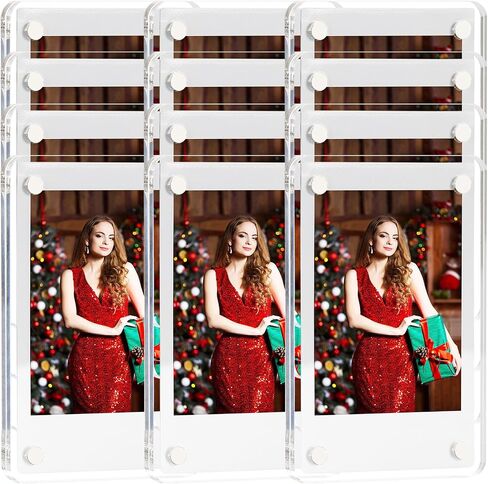 HELPLEX Acrylic Fridge Magnetic Frame, 12 Pack Polaroid Magnet Frame 2.36 x 3.54 Inch Double Sided Refrigerator Magnet Picture Frame for Fujifilm Instax Mini, Clear Photo Display Frames in Saudi Arabia