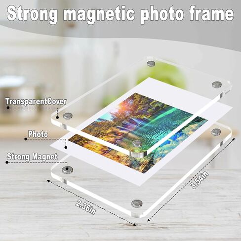 HELPLEX Acrylic Fridge Magnetic Frame, 12 Pack Polaroid Magnet Frame 2.36 x 3.54 Inch Double Sided Refrigerator Magnet Picture Frame for Fujifilm Instax Mini, Clear Photo Display Frames in Saudi Arabia