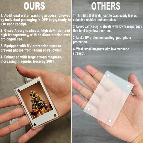 HELPLEX Acrylic Fridge Magnetic Frame, 12 Pack Polaroid Magnet Frame 2.36 x 3.54 Inch Double Sided Refrigerator Magnet Picture Frame for Fujifilm Instax Mini, Clear Photo Display Frames in Saudi Arabia