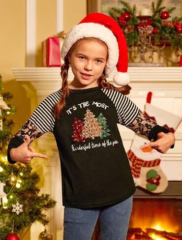 قميص تونيك بأكمام طويلة للفتيات من BesserBay لعيد الميلاد راجلان، مقاس 4-14 سنة in Kuwait