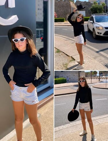 Arshiner Girls 2 Pack Mock Turtleneck Long Sleeve Shirts Slim Fit Casual Trendy Soft Base Layer Top Tee in Kuwait