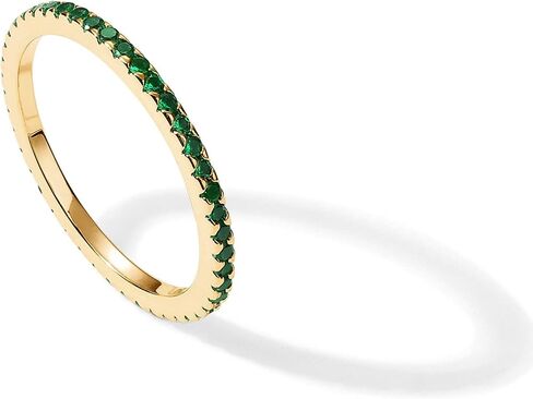 PAVOI 14K Gold Plated Sterling Silver Colored CZ Stones Stackable Ring | Simulated Diamond Eternity Bands for Women in Saudi Arabia