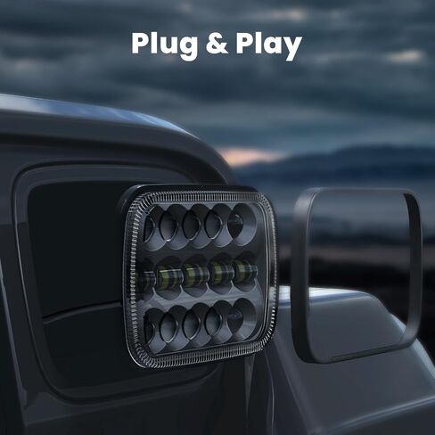 HWSTAR 110W 5x7 Led Headlights 7x6 H6054 headlight Hi/Low Sealed Beam Compatible with Jeep Wrangler YJ Cherokee XJ Ford GMC Toyota Nissan Dodge Truck Van etc Pair Black in Kuwait