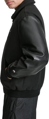 Champion Mens Letterman Varsity Bomber Zipper Closure Jacket With Faux Leather Sleeves in Saudi Arabia