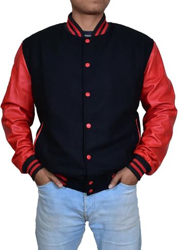 Mens Hotline Miami Varsity Letterman Fashion Wool Bomber Slim Fit Casual Warm Boys College Baseball Jacket in Kuwait