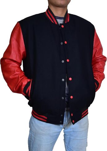 Mens Hotline Miami Varsity Letterman Fashion Wool Bomber Slim Fit Casual Warm Boys College Baseball Jacket in Kuwait