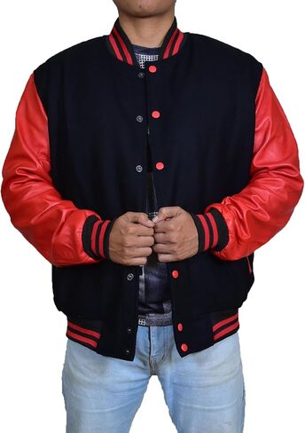 Mens Hotline Miami Varsity Letterman Fashion Wool Bomber Slim Fit Casual Warm Boys College Baseball Jacket in Kuwait