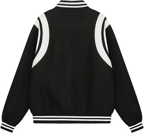 Men's Color Block Leather Letter Graphic Varsity Jackets Letterman Baseball Bomber Jackets Unisex Streetwear Coats in Saudi Arabia