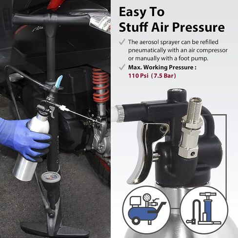 FIRSTINFO A1635 Patented Max. Pressure 110 psi 650ml Aluminum Canister Aerosol Refillable Fluid Storage Spray Can/Pneumatic Compressed Air Sprayer in Saudi Arabia