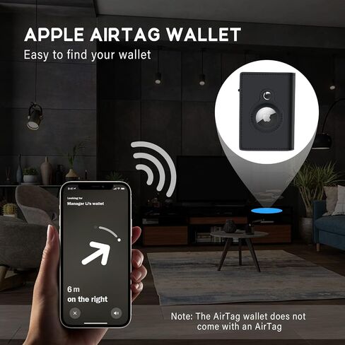 GAOCHALE AirTag Wallet Genuine Leather Air Tag Wallet RFID Technology Credit Card Holder with Minimalist Wallet for Men for Apple AirTag (No Airtag Included)(Black) in Kuwait