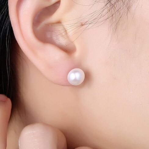 ALYC Pearl Earrings Freshwater Pearl White Button Stud Earrings with 925 Sterling Silver for Women in Saudi Arabia
