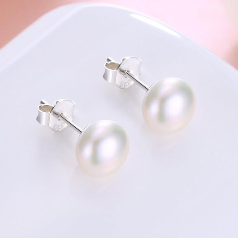 ALYC Pearl Earrings Freshwater Pearl White Button Stud Earrings with 925 Sterling Silver for Women in Saudi Arabia