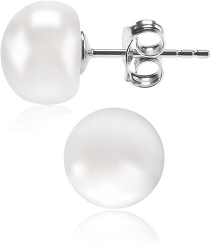 ALYC Pearl Earrings Freshwater Pearl White Button Stud Earrings with 925 Sterling Silver for Women in Saudi Arabia