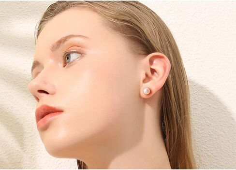 ALYC Pearl Earrings Freshwater Pearl White Button Stud Earrings with 925 Sterling Silver for Women in Saudi Arabia