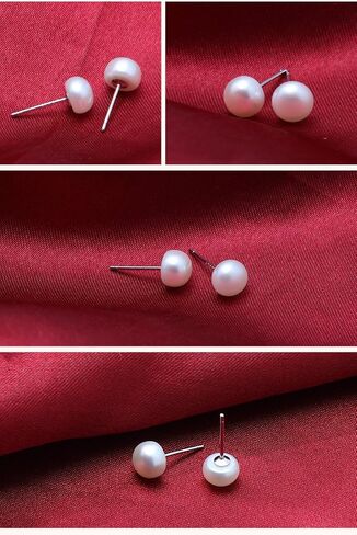 ALYC Pearl Earrings Freshwater Pearl White Button Stud Earrings with 925 Sterling Silver for Women in Saudi Arabia