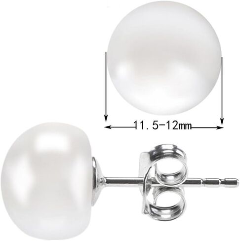 ALYC Pearl Earrings Freshwater Pearl White Button Stud Earrings with 925 Sterling Silver for Women in Saudi Arabia