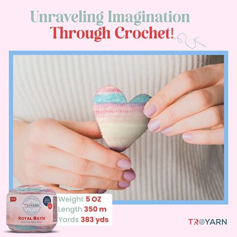 Troyarn Royal Batik (3- حزمة شلات) غزل متدرج بألوان قوس قزح، غزل ناعم للكروشيه والحياكة٪ 100 أكريليك مضاد للوبر 3x140 جرام (3x383 ياردة) (10613) in Saudi Arabia