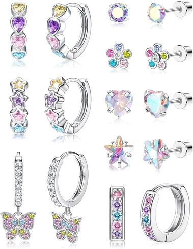 Jstyle Hypoallergenic Earrings for Girls Women Surgical Stainless Steel Hoop Earrings for Sensitive Ears Screw Back Stud Earrings Set Cute Girls Toddler Earrings Kids Earrings Jewelry for Teen Girls in Kuwait