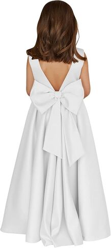 MCieloLuna Flower Girl Dresses for Wedding Bow-Knot Elegant Satin Princess First Communion Dresses in Kuwait