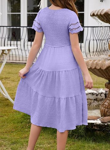 blibean Girls Embroidery Short Sleeve Textured Dresses Size 6-15 Years in Saudi Arabia