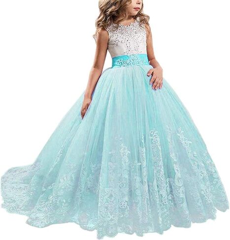TTYAOVO Girls Embroidery Princess Dress Wedding Birthday Party Long Tail Prom Gowns in Kuwait