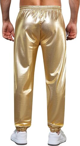 WULFUL Mens Metallic 70s Disco Costume Sequin Party Jogger Pants in Saudi Arabia