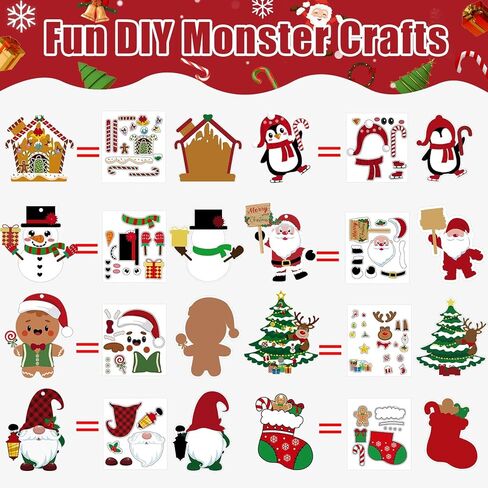 JULBEAR Halloween Craft Kits for Kids, 26 PCS Halloween Party Favors Make Your Own Monster DIY Paper Crafts Stickers for Halloween Party Games Activities in Kuwait