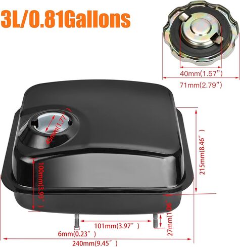 FVRITO Gas Fuel Tank with Stainsless Cap for Hemi Predator 212cc 196cc 5.5hp 6.5hp Coleman CT200u CT200u-ex BT200x KT196 Massimo Baja Warrior MB200 GX160 GX200 Mini Bike Go Kart Small Engine Parts in Kuwait