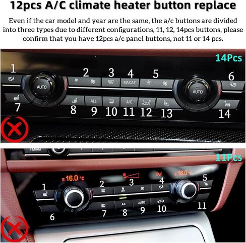12PCS A/C and Heater Climate Control Button Repair Kit Fit for BMW 5/6/7/X5/X6 Series F07 F10/F06 F12 F13/F01 F02 520 528 530 535 550 640 650 750 61319313923(Only for 12 Button AC Panel) in Saudi Arabia