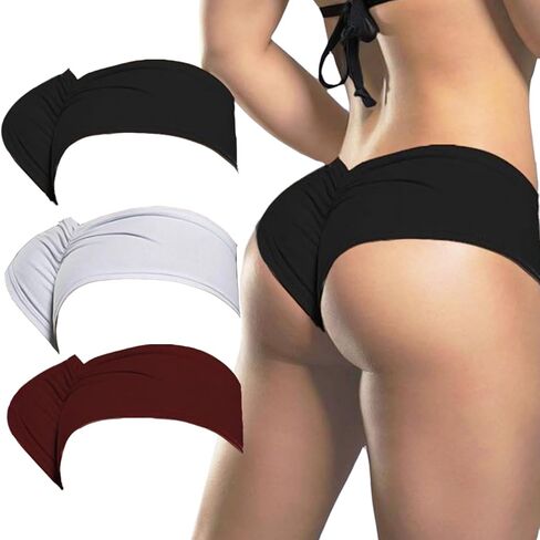 Women's Sexy Sports Briefs Ruched Butt Lifting Panties Half Back Soft Active Yoga Underwear 3 Pack in Saudi Arabia