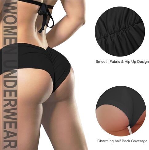 Women's Sexy Sports Briefs Ruched Butt Lifting Panties Half Back Soft Active Yoga Underwear 3 Pack in Saudi Arabia