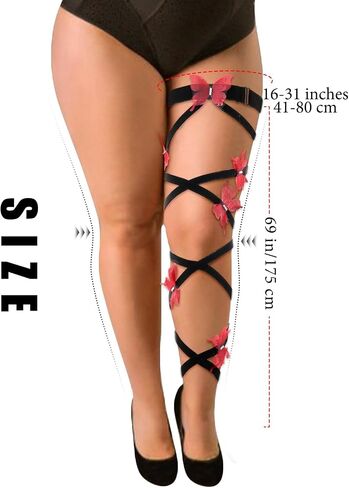 Rave Leg Wrap Butterfly Lace Rhinestone Non-Slip Elastic Legging Gothic Festivals Exotic Costume for Women Girls in Saudi Arabia