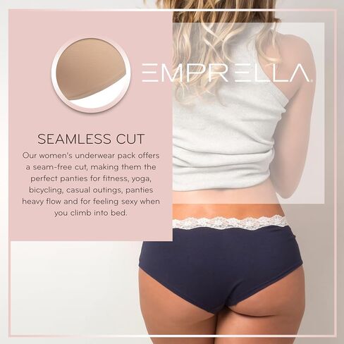 Emprella Cotton Underwear for Women, Seamless Women's Underwear Pack, Cheeky Hipster Panties in Saudi Arabia