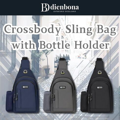 USB Port Crossbody Sling Bag with Bottle Holder & Key Ring Strap, Water Resistant Travel Anti-theft Chest Backpack in Saudi Arabia