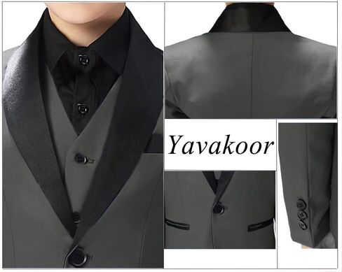 Boy Suits Tuxedo Slim Fit Suit for Boys Kids Toddler Dress Outfit with Coat, Pants, Vest Set No Tail in Saudi Arabia