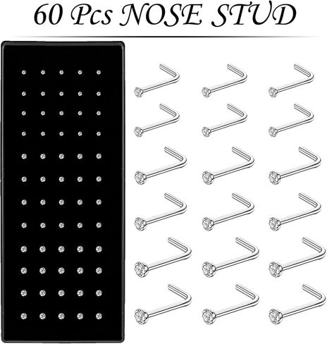 Cute Nose Rings for Women, Surgical Stainless Steel Nose Studs Women Men 20g Small Nose Rings Bone Studs, Hypoallergenic Real Nose Piercings Body Jewelry Bulk Unique Tiny in Saudi Arabia