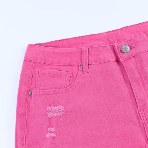 Womens Jean Shorts High Waist Stretch Hot Shorts Fringe Wash Jean Shorts Summer Cute Denim Shorts in Kuwait
