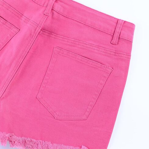 Womens Jean Shorts High Waist Stretch Hot Shorts Fringe Wash Jean Shorts Summer Cute Denim Shorts in Kuwait