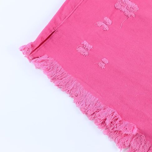 Womens Jean Shorts High Waist Stretch Hot Shorts Fringe Wash Jean Shorts Summer Cute Denim Shorts in Kuwait