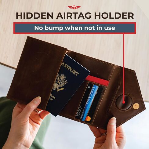 Hidden AirTag Full Grain Leather Passport Holder for Men & Women - RFID Protected Travel Wallet Passport Cover with Free Lost & Found Service (Brown) in Saudi Arabia